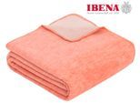 Wohndecke IBENA "Wohndecke Doubleface Dublin", orange (coral, rose), B:150cm L:200cm, Baumwolle, Polyacryl, Polyester, Wohndecken, Wohndecke, in trendigen Farben