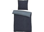 Wendebettwäsche BIBERNA "HERMAL Melange Flanell uni, kuschelig weich", blau, B/L: 135cm x 200cm, 1 Stk., 1 Stk., Flanell, B/L: 80cm x 80cm, 2 Stk., Flanell, Obermaterial: 100% Baumwolle, Bettwäsche, Wendebettwäsche, Flanell in Melangeoptik, Winterbettwäsche, Made in Germany