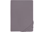 Spannbettlaken BIBERNA "Conny", grau (silbergrau), 1 Stk., Jersey-Elasthan, 90-100x190-220 40cm, Jersey-Elasthan, Obermaterial: 95% Baumwolle, 5% Elasthan, Bettlaken, Spannbettlaken, hochwertiges Jersey-Elasthan geeignet für Wasser- und Boxspringbetten