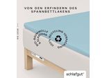Spannbettlaken SCHLAFGUT "PURE TOPPER Bio-Baumwolle mit Elasthan 170 g/m² für Topper bis 10 cm", blau (blau light), 1 Stk., Jersey-Elasthan, 120-130x200-220 10cm, Jersey-Elasthan, Obermaterial: 95% Baumwolle, 5% Elasthan, Bettlaken, Spannbettlaken, PREMIUM Laken für Matratzen bis 10 cm Höhe, dehnbar, blickdicht