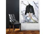 Garderobenleiste QUEENCE "Marlik", gold (goldfarben, weiß), B:100cm H:120cm T:3cm, Acrylglas, Edelstahl, Garderobenhalter, Wanddeko, Wandgarderobe, Marmor