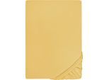 Spannbettlaken BIBERNA "THEA Baumwoll-Jersey mit Elasthan, 160 g/m²", gelb, 1 Stk., Jersey-Elasthan, 90-100x190-220 25cm, Jersey-Elasthan, Obermaterial: 97% Baumwolle, 3% Elasthan, Bettlaken, Spannbettlaken, Bettlaken für Matratzen bis 25 cm Höhe, pflegeleicht, bügelfrei