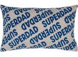 Dekokissen PAD "SUPER", blau (blau, gemustert), B:60cm L:35cm, Baumwolle, Dekokissen_Sitzkissen_Kissenhüllen, Made in Europe, Kissenbezug ohne Füllung, 1 Stück, 35x60 cm