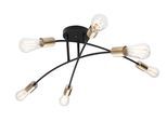 GLOBO LIGHTING Deckenleuchte "SARINI", schwarz, 6, Ø 70cm H: 26cm, 1 Stk., Leuchten, Deckenleuchte Schwarz/Altmessing, ohne Schirm, E27, Deckenleuchte