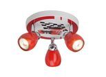 BRILLIANT LED Deckenstrahler "RACING", rot (rot, weiß), 3, Ø 31cm H: 11cm, Leuchten, Spotrondell rot/weiß-schwarz, 3 x GU10 max. 3W, 11cm Höhe, Metall, LED Deckenstrahler