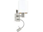 EGLO Wandleuchte "PASTERI Wandlampe - Stahl - E27;LED - 1X40W;1X3,8W - IP20", silber (nickel, matt), 2, H: 38cm, 1 Stk., Leuchten, Wandstrahler, Wandspot, Wohnzimmer, Schlafzimmer, L15 x H38 x AL19,5cm, Wandleuchte