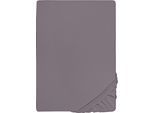 Spannbettlaken BIBERNA "Conny", grau (silbergrau), 1 Stk., Jersey-Elasthan, 140-160x200-220 40cm, Jersey-Elasthan, Obermaterial: 95% Baumwolle, 5% Elasthan, Bettlaken, Spannbettlaken, hochwertiges Jersey-Elasthan geeignet für Wasser- und Boxspringbetten
