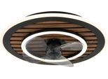 GLOBO LIGHTING Deckenleuchte "TREVINO", schwarz matt, Ø 49cm H: 13cm, 1 Stk., Leuchten, Ventilator kühlen-heizen holzoptik rauchfarben CCT 2700-6000K elegant, Deckenleuchte