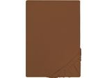 Spannbettlaken "Jersey in Gr. 90x200, 140x200 oder 180x200 cm", braun (chocolate), L:200cm, Jersey, Obermaterial: 100% Baumwolle, CASTELL - MARKENBETTWÄSCHE, Bettlaken, Spannbettlaken, aus Baumwolle, für Matratzen bis 22 cm Höhe, Bettlaken, Spannbetttuch