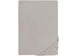 Spannbettlaken BIBERNA "Samy", grau (sturmgrau), 1 Stk., Jersey-Elasthan, 140-160x200-220 12cm, Jersey-Elasthan, Obermaterial: 95% Baumwolle, 5% Elasthan, Bettlaken, Spannbettlaken, hochwertiges Jersey-Elasthan für Topper geeignet