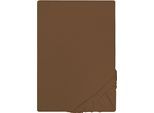 Spannbettlaken "Jersey in Gr. 90x200, 140x200 oder 180x200 cm", braun (chocolate), L:200cm, Jersey, Obermaterial: 100% Baumwolle, CASTELL - MARKENBETTWÄSCHE, Bettlaken, Spannbettlaken, aus Baumwolle, für Matratzen bis 22 cm Höhe, Bettlaken, Spannbetttuch