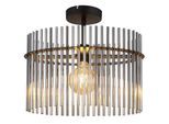 GLOBO LIGHTING Deckenleuchte "GORLEY", silber (schwarz matt), H: 34cm, 1 Stk., Leuchten, Deckenlampe Glasstäbe rauchfarben LxBxH: 400x220x340mm, Deckenleuchte