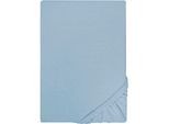 Spannbettlaken "Jersey in Gr. 90x200, 140x200 oder 180x200 cm", blau, L:200cm, Jersey, Obermaterial: 100% Baumwolle, CASTELL - MARKENBETTWÄSCHE, Bettlaken, Spannbettlaken, aus Baumwolle, für Matratzen bis 22 cm Höhe, Bettlaken, Spannbetttuch