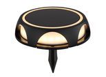 LED Solarleuchte GLOBO LIGHTING "SOLARLEUCHTE ALUMINIUM DRUCKGUSS SCHWARZ MATT, 1XL", schwarz (schwarz matt), H:3,6cm Ø:14cm, Leuchten, Solar Garten Terrasse Außenbeleuchtung Funktionsleuchte Außenbereich
