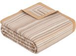 Wohndecke IBENA "Jacquard Decke Malang", beige, B:150cm L:200cm, Mischgewebe, Wohndecken, Wohndecke, mit filigranen Streifen, made in Europe