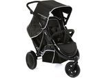 Geschwisterwagen HAUCK "Freerider black", Kinder, schwarz, Nylon, Kinderwagen, mit schwenk- und feststellbarem Vorderrad