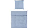 Bettwäsche MÖVE "Möve Luxury Bettwäsche Set", blau (light blau), B/L: 135cm x 200cm, Satin, B/L: 80cm x 80cm, 2 Stk., Satin, Obermaterial: 100% Baumwolle, Bettwäsche, Bettwäsche, mit elegantem Zierstick