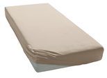 Spannbettlaken ELEGANTE "Mako-Jersey", beige (sand), 1 Stk., Mako-Jersey, 100x190-200 28cm, Mako-Jersey, Obermaterial: 97% Baumwolle, 3% Elasthan, Bettlaken, Spannbettlaken, in hochwertiger Qualität mit Elasthan-Anteil