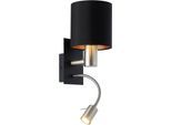 EGLO Wandleuchte "PASTERI Wandlampe - Stahl - E27;LED - 1X40W;1X3,8W - IP20", nickel, matt, 2, H: 38cm, 1 Stk., Leuchten, Wandstrahler, Wandspot, Wohnzimmer, Schlafzimmer, L15 x H38 x AL19,5cm, Wandleuchte