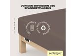Spannbettlaken SCHLAFGUT "EASY JERSEY Bettlaken, 150 g/m², 100% Baumwolle, Spannbetttuch", beige (sand deep), L:200cm, Jersey, Obermaterial: 100% Baumwolle, Bettlaken, Spannbettlaken, Spannbettlaken bis 22 cm Höhe, bügelfrei, pflegeleicht, perfekter Sitz