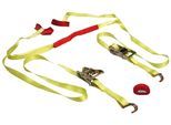 Spanngurt LAS, gelb (gelb, rot), B:2,5cm L:350cm, Polyester, Spanngurte, mit Ratsche und J-Haken