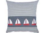 Dekokissen PAD "MARINA", blau (blau, gemustert gestreift), B:50cm L:50cm, Obermaterial: 100% Baumwolle, Dekokissen_Sitzkissen_Kissenhüllen, Made in Europe, Kissenhülle ohne Füllung, maritim, 1 Stück