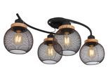 GLOBO LIGHTING Deckenleuchte "PABLO", schwarz matt, H: 22cm, 1 Stk., Leuchten, Deckenlampe Metall schwarz Metallgeflecht Holz Küche Wohnzimmer, Deckenleuchte