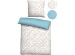 Wendebettwäsche BIBERNA "Lotta", grau (kitt), B/L: 155cm x 220cm, 1 Stk., 1 Stk., Linon, B/L: 80cm x 80cm, 2 Stk., Linon, Obermaterial: 100% Baumwolle, Bettwäsche, Wendebettwäsche, hautfreundlich, kühlend, mit Reißverschluss, ganzjährig einsetzbar