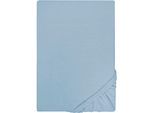 Spannbettlaken BIBERNA "Leila", blau, L:200cm, Jersey, Obermaterial: 100% Baumwolle, Bettlaken, Spannbettlaken, Bettlaken aus 100% Baumwolle, für Matratzenhöhen bis 22 cm
