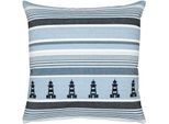 Dekokissen PAD "MARINA", blau (light blau, gemustert gestreift), B:45cm L:45cm, Obermaterial: 100% Baumwolle, Dekokissen_Sitzkissen_Kissenhüllen, Made in Europe, Kissenhülle ohne Füllung, maritim, 1 Stück