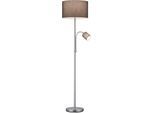 TRIO LEUCHTEN Stehlampe "Hotel", grau (nickelfarben, grau), 2, Ø 40cm H: 170cm, Leuchten, mit flexibel einstellbarer Leseleuchte, getrennt schaltbar, Stehlampe