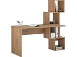 Schreibtisch VOGL MÖBELFABRIK "Reggi", braun (eiche, eiche, eiche), B:137cm H:72cm T:137cm, Tische, Schreibtisch, mit 4 offenen Fächern