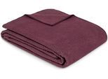 Wohndecke IBENA "Charlotte mit GOTS", lila (burgundy), B:140cm L:200cm, Baumwolle, Wohndecken, Wohndecke, mit gewebter Struktur