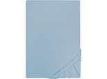 Spannbettlaken "Jersey in Gr. 90x200, 140x200 oder 180x200 cm", blau, L:200cm, Jersey, Obermaterial: 100% Baumwolle, CASTELL - MARKENBETTWÄSCHE, Bettlaken, Spannbettlaken, aus Baumwolle, für Matratzen bis 22 cm Höhe, Bettlaken, Spannbetttuch