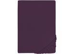 Spannbettlaken BIBERNA "THEA Baumwoll-Jersey mit Elasthan, 160 g/m²", lila (dunkelviolett), 1 Stk., Jersey-Elasthan, 90-100x190-220 25cm, Jersey-Elasthan, Obermaterial: 97% Baumwolle, 3% Elasthan, Bettlaken, Spannbettlaken, Bettlaken für Matratzen bis 25 cm Höhe, pflegeleicht, bügelfrei