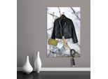 Garderobenleiste QUEENCE "Marlik", gold (goldfarben, weiß), B:80cm H:120cm T:3cm, Acrylglas, Edelstahl, Garderobenhalter, Wanddeko, Wandgarderobe, Marmor