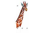 Garderobenleiste QUEENCE "Giraffe", braun (braun, weiß), B:50cm H:120cm T:10cm, Acrylglas, Edelstahl, Garderobenhalter, mit 6 Haken, 50 x 120 cm