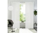 Gardine OTTO HOME "Marric" Gr. 3, weiß (beige), B:135cm H:225cm, Polyester, Gardinen, Gardine, halbtransparent, Leinenoptik mit Streifen, Schlaufenaufhängung