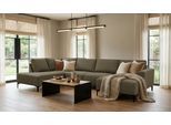 Wohnlandschaft OTTO HOME "Tournon U-Form, XXL Sofa, Breite 333 cm, Webstoff, Chenille", grün (olive), B:333cm H:85cm T:198cm, 100% Polyester, Sofas, Wohnlandschaft, Designsofa im nordischen Stil, Wellenunterfederung, Metallfüße