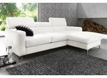 Ecksofa COTTA "Sammy L-Form", weiß, B:226cm H:92cm T:105cm, Microfaser PRIMABELLE (100% Polyester);NaturLEDER in Sitz und Rücken/Kunstleder im Korpus;NaturLEDER (echtes Rindsleder), Rückseite mit Spannstoff bezogen, Sofas, Ecksofa, mit Kopfteilverstellung, wahlweise mit Schlaffunktion