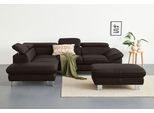 Ecksofa COTTA "Driver L-Form, B: 265 cm, moderne Couch mit Wellenunterfederung, Leder", braun, Sofas, B/H/T: 268cm x 73cm x 214cm, Leder BEEFY, Ottomane links,mit Kopfteilverstellung,ohne Bettfunktion und Bettkasten, Kunstleder SOFTLUX;LEDER BEEFY (ein abgedecktes Spalt-Rindsleder) im Sitz und Rücken (Korpus in Kunstleder);Luxus-Kunstleder;Leder Pampas (echtes Rindsleder) im Sitz und Rücken (Rücks