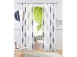 Gardine OTTO HOME "Dimona" Gr. 5, blau (weiß, blau), B:140cm H:265cm, Voile, Polyester, Gardinen, Gardine, 2er-Set, Bestseller, Polyester, Wellen