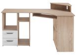 Schreibtisch VOGL MÖBELFABRIK "Sam", braun (eichefarben), B:137cm H:87cm T:73cm, Tische, Schreibtisch, Eckschreibtisch, Tastaturauszug, Monitoraufsatz & opt. Towerfach