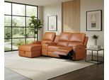 Ecksofa OTTO HOME "NAPORI Lederoptik, Multimediasofa, 3er Kinosessel XXL, L-Form", braun (cognac), B:240cm H:102cm T:155cm, Polyester 40% / Polyurethane 60%, Sofas, Ecksofa, Kinosofa, manuelle o. elektr. Relaxfunktion, Staufach, Getränkehalter