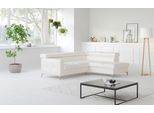 Ecksofa COTTA "Sammy L-Form", weiß, B:239cm H:74cm T:207cm, Microfaser Primabelle (100% Polyester);Die Rückseite und die Liegefläche der Bettfunktion in NaturLEDER ist mit schwarzem Spannstoff bezogen, Sofas, Ecksofa, mit Kopfteilverstellung, wahlweise mit Schlaffunktion & Bettkasten