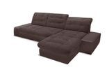 Ecksofa, braun, B:280cm H:84cm T:183cm, Primabelle, unsere bewährte Microfaser aus 100% Polyester;Softlux-Kunstleder im Korpus, Sitz und Rücken in Strukturstoff (80% Polyester, 20% Polyamid);Struktur (80% Polyester, 20% Polyamid);Luxus-Kunstleder im Korpus und Softstruktur aus 80% Polyester und 20% Polyamid in Sitz und Rücken, Sofas, Ecksofa, inklusive Kopfteilverstellung, wahlweise mit Schlaffunk