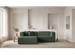 Ecksofa OTTO HOME "Tammie", grün (khaki), B:222cm H:73cm T:154cm, 100% Polyester, Sofas, Ecksofa, Breite 222 cm, Webstoff fein, bodentief, mit Wellenunterfederung