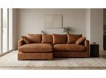 Ecksofa OTTO HOME "Coray", braun (cognac), B:266cm H:80cm T:153cm, 100% Polyester, Sofas, Ecksofa, Breite 266 cm, extra weich und kuschelig, mit Federn und Daunen