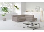 Ecksofa COTTA "Sammy L-Form", grau, Sofas, B/H/T: 239cm x 74cm x 207cm, Leder PAMPAS, Ottomane rechts,mit Bettfunktion,mit Kopfteilverstellung, Microfaser Primabelle (100% Polyester);Die Rückseite und die Liegefläche der Bettfunktion in NaturLEDER ist mit schwarzem Spannstoff bezogen, Ecksofa, mit Kopfteilverstellung, wahlweise mit Schlaffunktion & Bettkasten, B:239cm H:74cm T:207cm