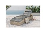 Ambia Garden Gartenliege, Grau, Metall, Kunststoff, Textil, Füllung: Polyester, 190x80x60 cm, Rückenlehne verstellbar, Gartenmöbel, Gartenliegen